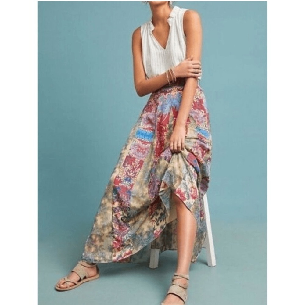 Anthropologie Hemant & Nandita watercolor skirt